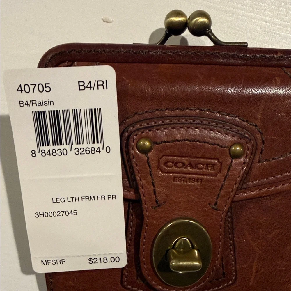 Coach Vintage Kisslock Leather Coin Purse Wallet Brown Brass Hardware $218 - Picture 5 of 5